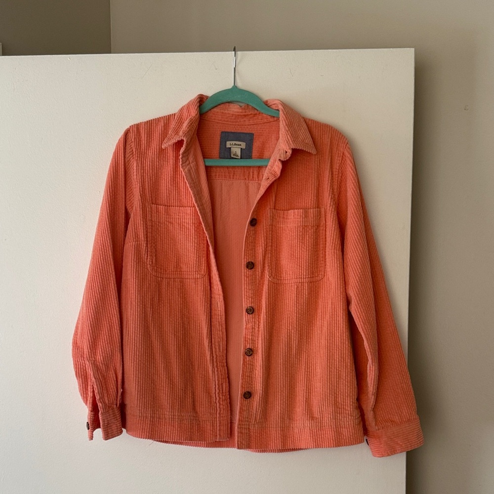 LL BEAN Coral Corduroy Button-Up Jacket